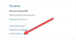Member My agency card with the Leave a group link highlighted.
