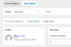 Tin Canny user profile summary with the member's name shown as a link.