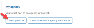 Member My agency card with no group membership, showing the Join a group button.